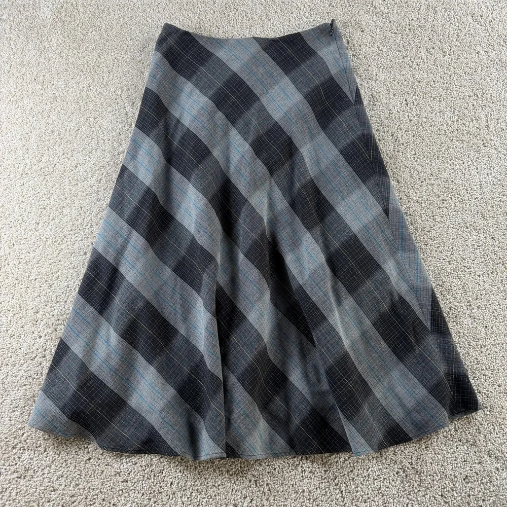 Jones Wear Skirt Womens 4 Gray Plaid Tweed A-Line Midi Lined Stretch Office - Picture 3 of 7